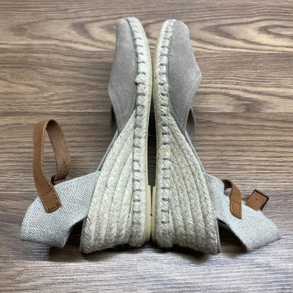 Verbenas‎ Womens Wedge Sandals Size 7.5 Beige Espadrille Ankle Strap
